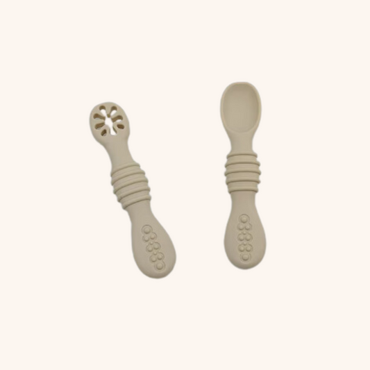 Lot de 2 cuillères d'apprentissage pour bébé - Beige